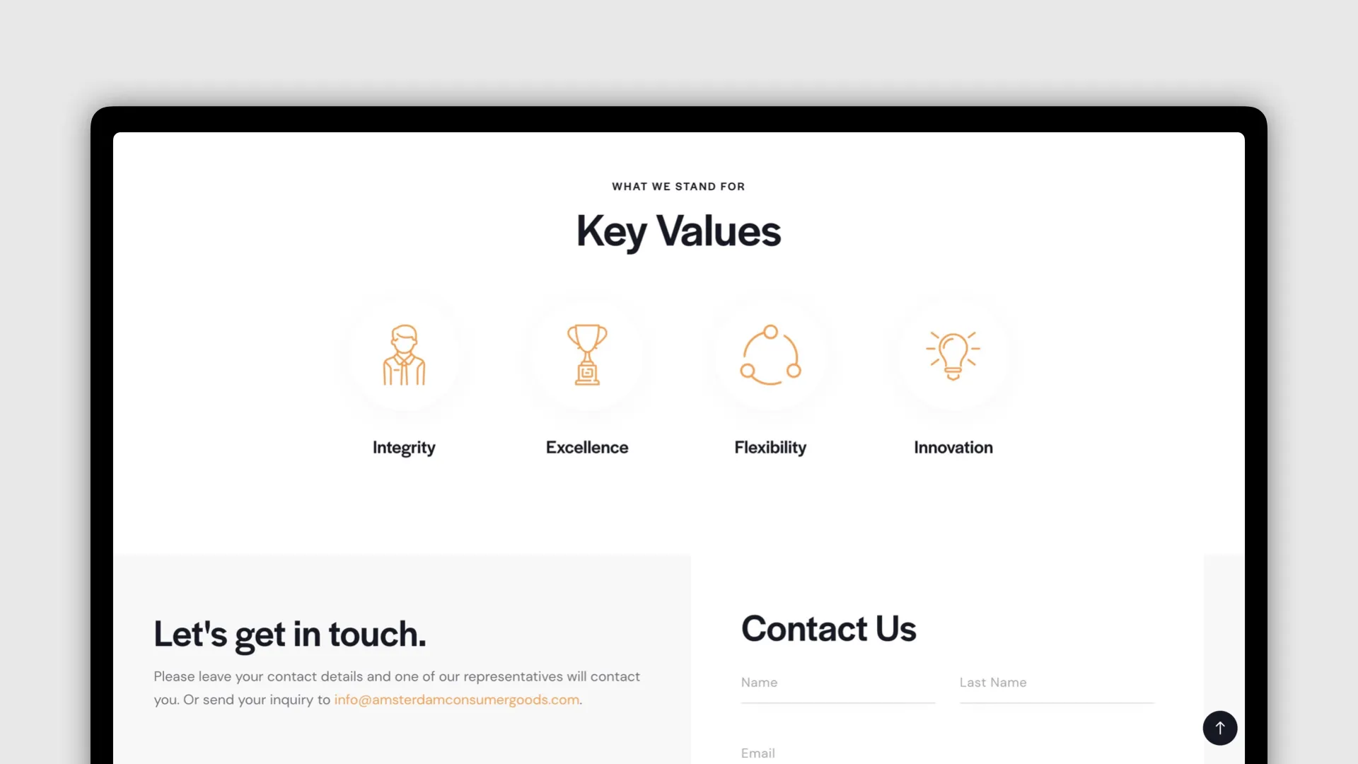 Amsterdam Consumer Goods website screens